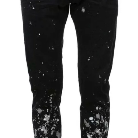 FEAR OF GOD FIT MEN’S  PAINT SPLATTER SALVAGE BLACK EMBOSSED LOGO JEANS 31 x 34 - Picture 3 of 4